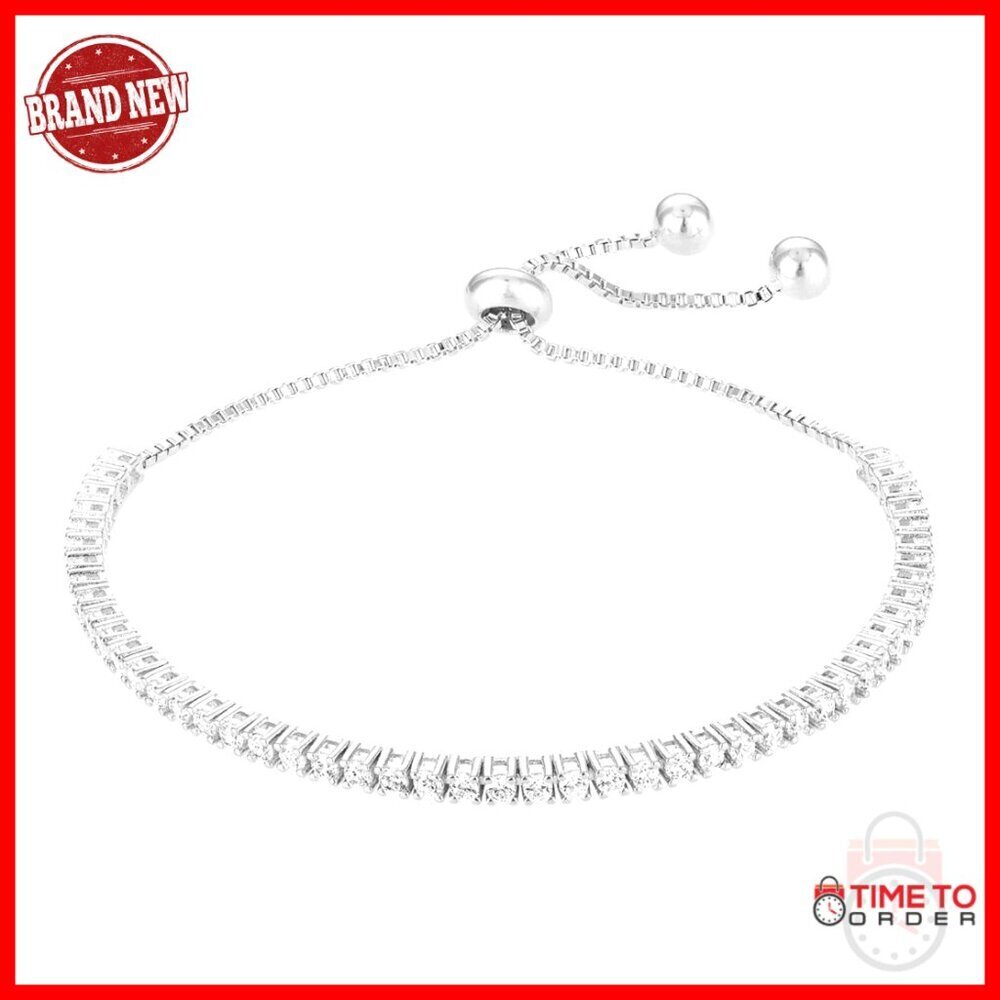 Adjustable Tennis Bracelet Elegant Minimal Classic Cubic Zirconia Dainty